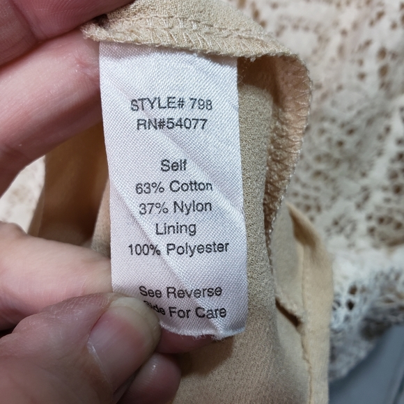 Cabi Ivory Lace Overlay Cami Tank Top Style #798 - Picture 6 of 6